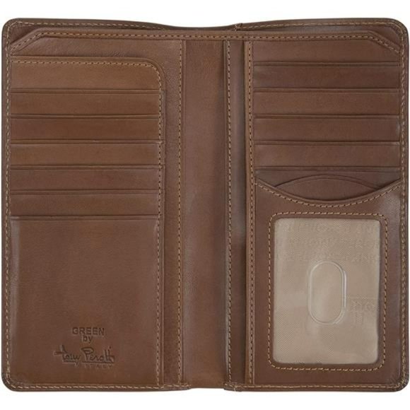 Mens Long Bifold Checkbook Cover Wallet Multi Card Pocket Holder Italian Leather - Picture 1 of 6